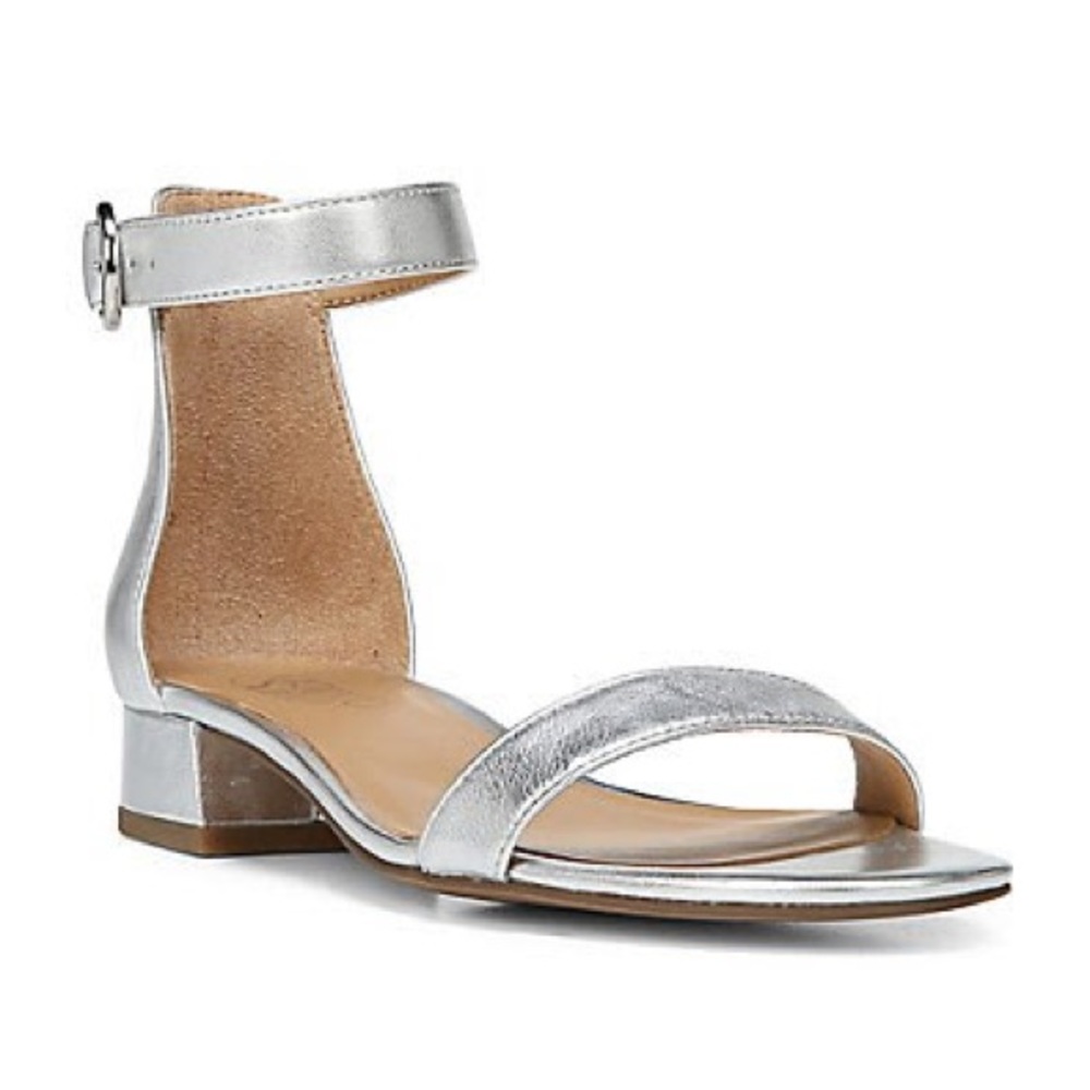 Franco Sarto Silver Metallic Leather Sandals - 9.5